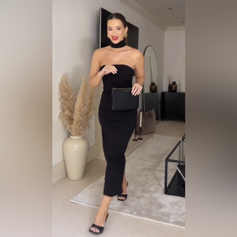 NWT ZARA DRAPED DRESS WITH CHOKER  BLACK - REF. 7738/013 M, XS, S